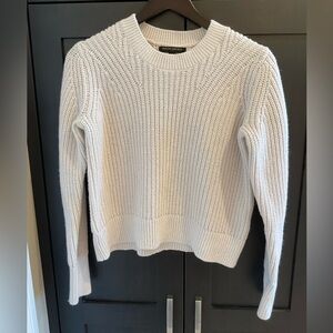 💕🌿 Banana Republic Women Cream Crew Neck Cotton Wool Blend Sweater S EUC